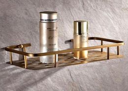 Home Organizer Kitchen Bath Shower Shelf Storage Basket Holder Wall Mounted Brass Antique Finishes Bathroom Hardware6930620