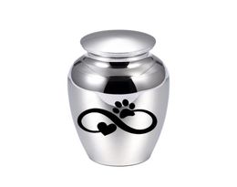 Infinite dog paw print pendant small cremation urn for pet ashes keepsake exquisite pet aluminum alloy ashes holder 5 colors6514969