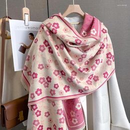 Scarves Vintage Fashion Flowers Print Acrylic Cashmere Scarf Shawl Delicate Women Autumn Winter Neckerchief Thick Long Double Sides Cape