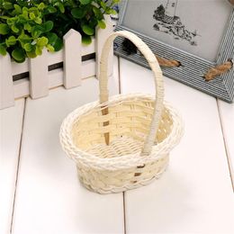 Plastic Weaving Vegetable Fruit Picnic Garden Storage Basket Wedding Flower Basket Flower Romantic White Rhinestone Decoration