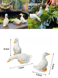 Garden Decorations 3x Duck Statues Miniature Resin Animal Figurines For Room Fountain Balcony Home Decor Cute