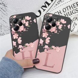 Cute Initial Letter Case For Poco X5 Pro 5G Back Cover Simple Style Flower Soft Silicone Fundas For Xioami Poco X 5 Pro Coque