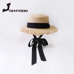 Wholesale parent-child Panama straw hat ladies wide brim beach sun hat fashion long sun hat beach hat beach hat ladies hat 240401