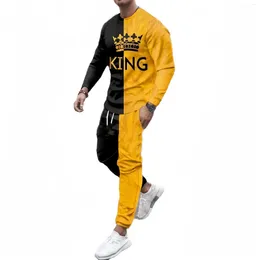 Men's Tracksuits Fashion Casual Suit 3D Printed Long-sleeved T-shirt 2-piece Jogging Designer Oversized Clothing Sportswear