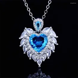 Pendants KOFSAC Luxury Crystal Zircon Angel Love Heart Pendant Lady Jewelry 925 Sterling Silver Necklaces For Women Wedding Accessories