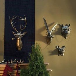 Smoking Pipe Bronzed Aluminum Staute Animal with Glasses Hanging Wall Mount Bear Louie Little Mouse Frankie Stag Home Decoration 2240d