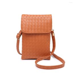 Shoulder Bags 2024 Fashion Women Packet Weave Pu Leather Phone Bag Crossbody Elegant Women's Purse