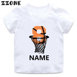 Basketball Number Print Boys T-shirts 1 2 3 4 5 6 7 8 9 Years Birthday Custom Name Funny Kids Clothes Baby Girls Tshirt,HKP2729