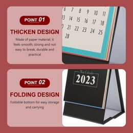 Small Notebook 2023 Mini Desk Calendar Office Spiral Notebooks Simple Style Paper Decorative