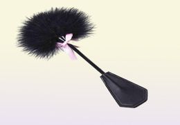 New Erotic Bdsm Feather Tickled Whip Bondage Punish Fetish Leather Spanking Paddle Play Flogger Lover Riding Crop Pony Sex Toy2396843