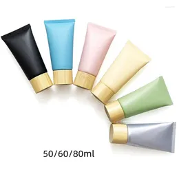 Storage Bottles 50g 60g 80g Cosmetic Plastic Soft Bottle Facial Cleanser Cream Squeeze Tube Empty Lotion Containers With Bamboo Lid