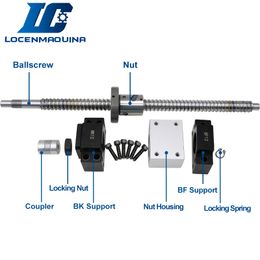 Ball Screw SFU1605 Set 350-1200mm End Machined BK12 BF12+Ball Nut+DSG16 Housing+Coupling 6.35*8 for CNC 3D Printer