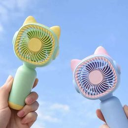 Electric Fans Mini Portable Fan Electric Cute Portable Power Bank Summer Cooling Outerdoor Home Desk With Led Lamp USB Rechargeable Fan