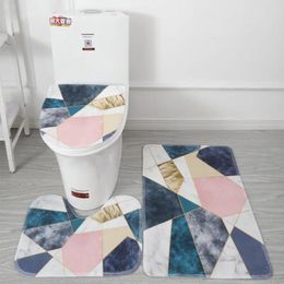 Bath Mats Simple Geometry Bathroom Mat Set Black Stripe Shower Toilet Lid Cover Home Decoration Carpet Rugs