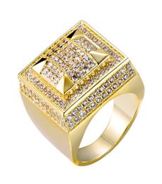 Personalised Jewellery Gold White Gold Plated Mens Diamond Iced Out Man Hiphop Rapper Finger Rings Square Pinky Ring for Men Gifts f2330432