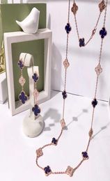 Four Leaf Clover Charms Long Necklace Bracelet Earring Jewellery Sets1398144