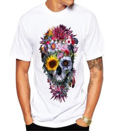 Brand Designer Men T Shirts Fashion Voodoo Skull Design Short Sleeve Casual Tops Hipster Flower Skull Printed TShirt Cool Tee8441509