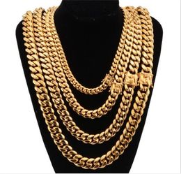 Stainless Steel 18K Gold Plated Necklace High Polished Miami Cuba Link Chain Jewellery Necklace Men Punk Hip Hop Chain 8mm 10mm 12mm8225933