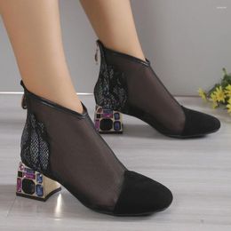 Dress Shoes High Heels Women Summer Mesh Platform Round Toe Casual Pumps Quality Mary Jane Woman