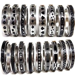 50pcs Multistyles Mix Rotating Stainless Steel Spin Rings Men Women Spinner Ring Whole Rotate Band Finger Rings Party Jewelry4774282