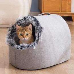 Cat Carriers Pet Bed House For And Small Dogs Portable Igloo With Removable Cushion Warm Cave Sleeping Nest Cats &