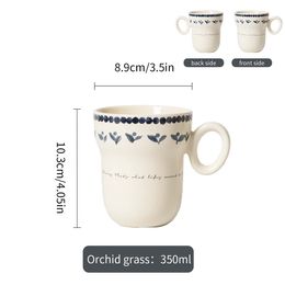 Leeseph Hand Painted Coffee Ceramic Mugs 350ml/12oz Hot Chocolate Mugs Milk Mug for Breakfast Best Gifts for Family Friends