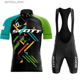 Cycling Shorts 2024 SCOTT Cycling Jersey Sets Mens Bicyc Short Seve Cycling Clothing Bike Maillot Cycling Jersey Bib Shorts L48