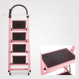 Non-slip Home Step Ladders Multi-functional Thickened Steel Pipe Shrinking Step Stools Climbing Stairs Indoor Folding Ladder GL