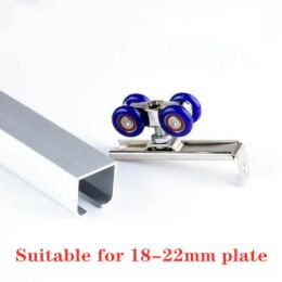 Light Sliding Door Roller 4 Wheels Home Room Wood Door Hanging Wheels Rail Track Pulley Bear 30KG for Furniture Hardware