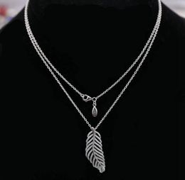 Glitter Feather Necklace 925 Sterling Silver for Jewelry Fashion High Quality Elegant Ladies Necklace with Original Box9269557