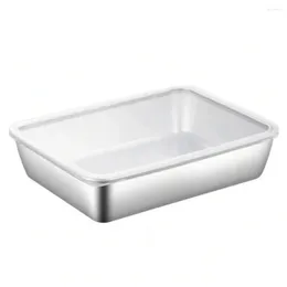 Storage Bottles Stainless Steel Dinnerware Set One-piece Molded Square Plates Food Box Freshness For Home