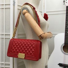 High Quality tote bag designer bag Real Leather lambskin plaid gold Chains boy Messenger Bag hobo bag Large crossbody 67086 flap Women purse tote bag wallet X304 red