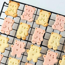 Baking Moulds 3Pcs/set Cute Bear Cookie Cutter Baby Birthday Cake Decorating Tool Kids Gift Biscuit Embossing Stamp Kitchen Accessories