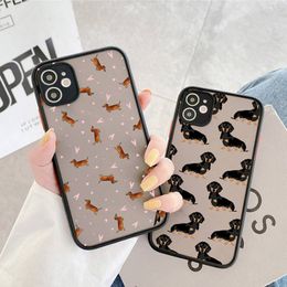 Dachshund Silhouette Dog cute animal Phone Case matte transparent For iphone 14 11 12 13 plus mini pro max cover