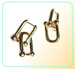 Rongho brand Vintage Metal Bamboo Stud earrings for Women Punk Femme Hiphop Brincos Knot link chain earring pendant6151942