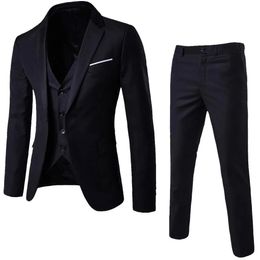 Mans 3Piece Suit Set Party Business Wedding JacketVestPants Sets Luxury Lapel Blazer Casual Button Pants For Mens 240412