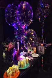 20 inch LED Strings Bobo Balloon With Helium Transparent Ballons Sticks Wedding Christmas Halloween Birthday Balloons Party Decor5332640