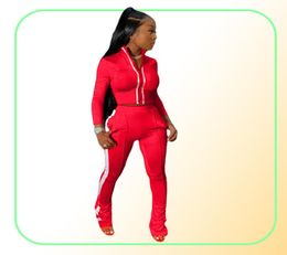 Tracksuits Casual 2 Two Piece Set Womens Sexy Outfits Crop Top Stacked Pants Leggings Women Matching Sets Ladies Tracksuit Female 3970080