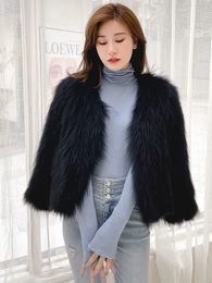 Winter Faux Fur Coat Women Thicken Warm Short Overcoats Female Slim Fit Soft Mink Padded Jacket Outwear Solid Color T853