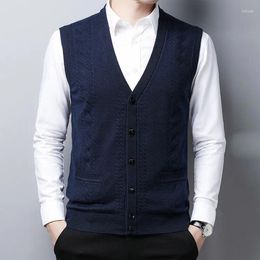 Men's Sweaters Man Single Breasted Sleeveless Sweater Cardigan 2024 Men Wool Knitted Coats Vest