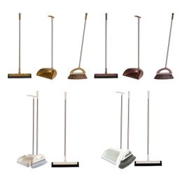 3Pcs Broom And Dustpan Set Broom Dust Pan Floor Wiper Upright Standing Soft Hair