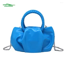 Shoulder Bags Women's Fashion Wrinkled Cloud Chain Handbag Round Handle Zipper Dating Shopping Travel Mobile Phone Messenger Purses