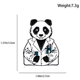 Hanreshe Panda Doctor Scientist Enamel Pin Creative Medical Animal Lapel Backpack Brooch Badge Lab Science Jewelry for Nurse