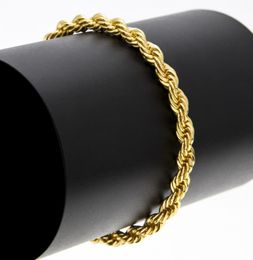 Mens Classic Rope Wrap bracelets 6MM Gold Silver Color ed Rope Chain Bangle For women Hip Hop Jewelry Accessories2521878
