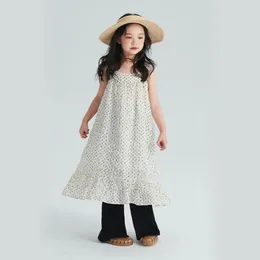 Girl Dresses 2024 Style Girls Dots Dress Fashion Summer Cotton 4-9 Years WW554