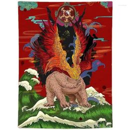 Tapestries Fantasy Cartoon Animal By Ho Me Lili Tapestry Ocean Wave Tai Chi Ancient Mythology Monster Mountain Auspicious Cloud Art Decor