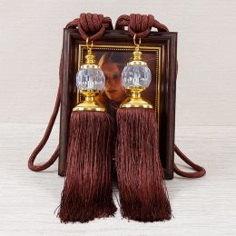 2 Pcs Luxury Curtain Holdbacks Rope Tie Backs Tassel Tiebacks Beaded Ball Decor Pair Home Window Treatment Home Decor