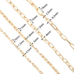 5 Yards/Roll Aluminum Paperclip Chains Gold/Silver Color Metal Chain for DIY Necklace Bracelet Crafts Jewelry Making Findings