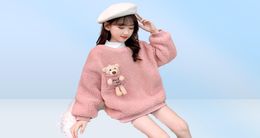 Soft Winter Hoodies Sweatshirts Loose Bear Winter Warm Clothes Girls Sweater Kids Plus Velvet Toddler Teens Tops Thicken Childre478927943