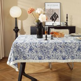 American Tablecloth Jacquard Oil Painting Table Cover Flowers Rectangular Wedding Dining Table Cover Tea Table Cloth